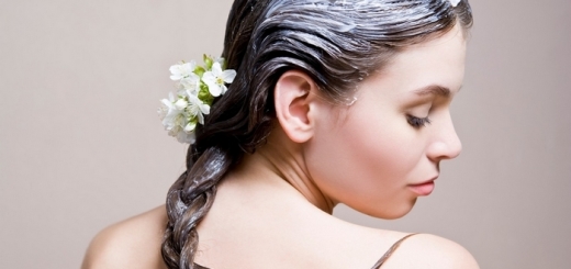 woman with cherry hair mask